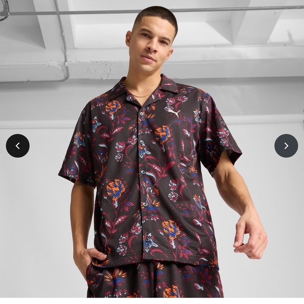 Puma Black and Orange Floral Shirt